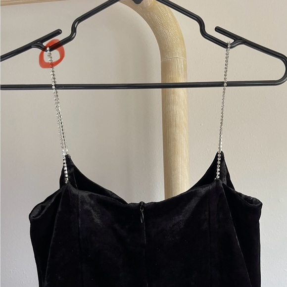 Magda Butrym Black Crystal-Embellished Pleated Velvet Mini Dress – Size 2 - NWT - Picture 15 of 17